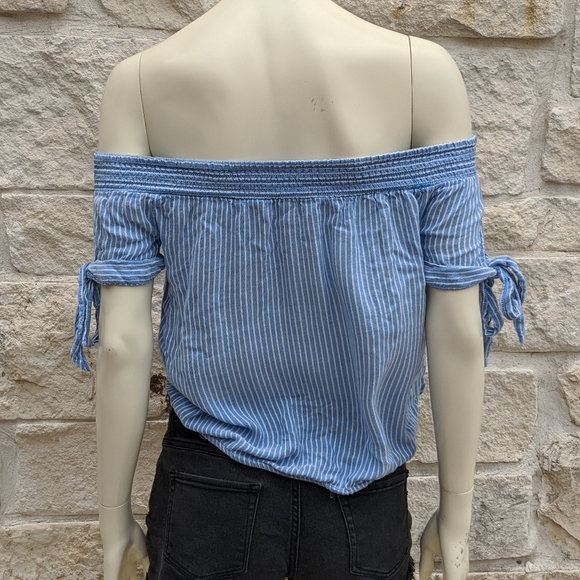 Kendall and Kylie Blue Striped Tie Blouse - Picture 7 of 12